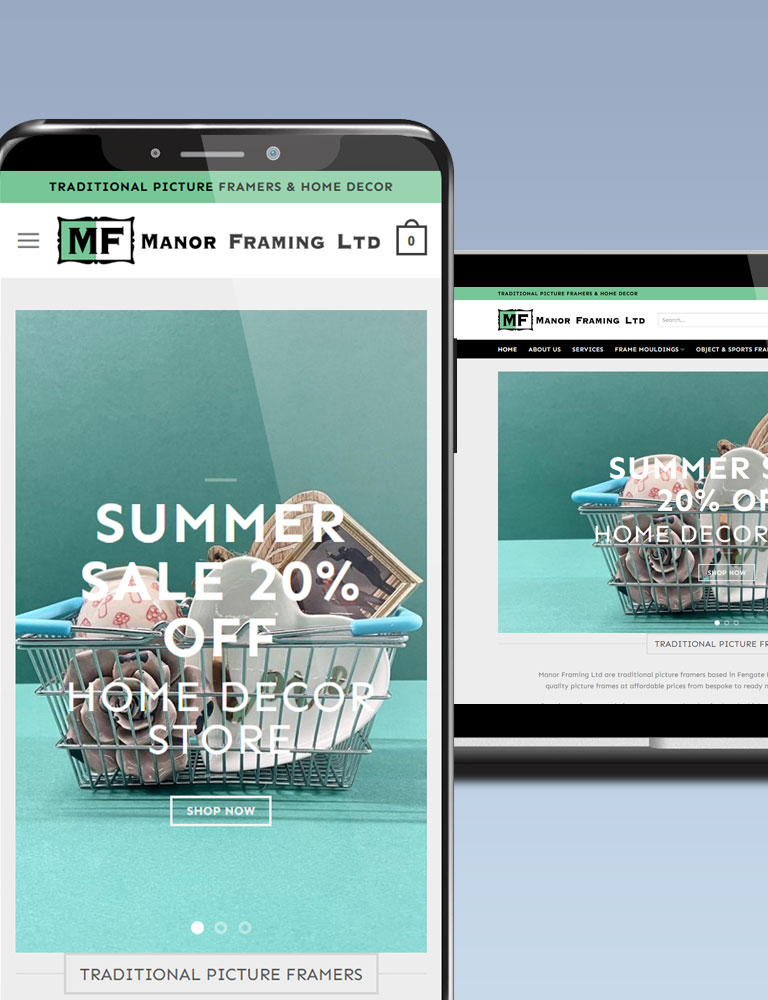 Manor Framing eStore website
