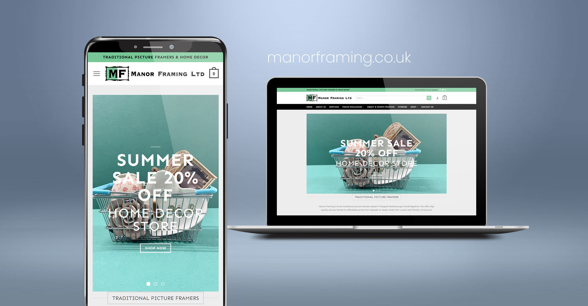 Manor Framing eStore website